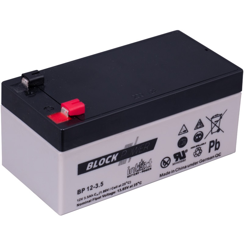 Batterie AGM IntAct Block-Power BP12-35 - 12V 35Ah - Sans Entretien - Pour Alarme, UPS, éclairage, Loisirs