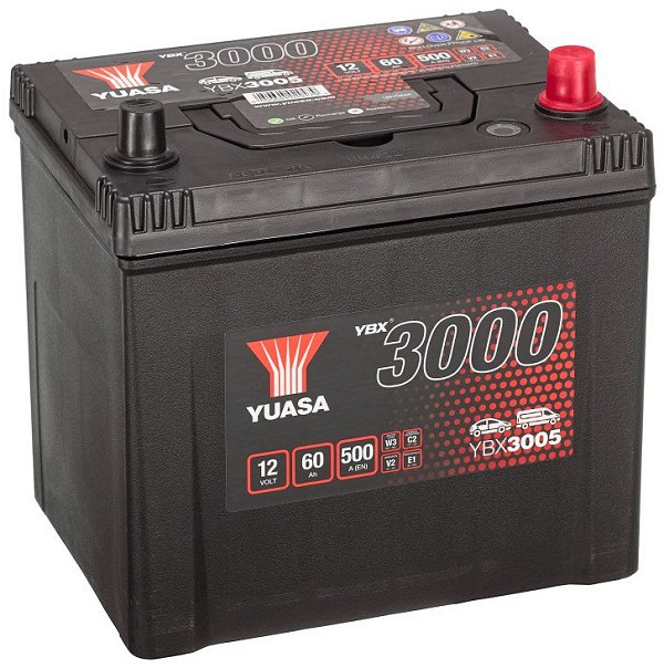 Akumulator Yuasa YBX 3000 12V-60Ah ASIA D+
