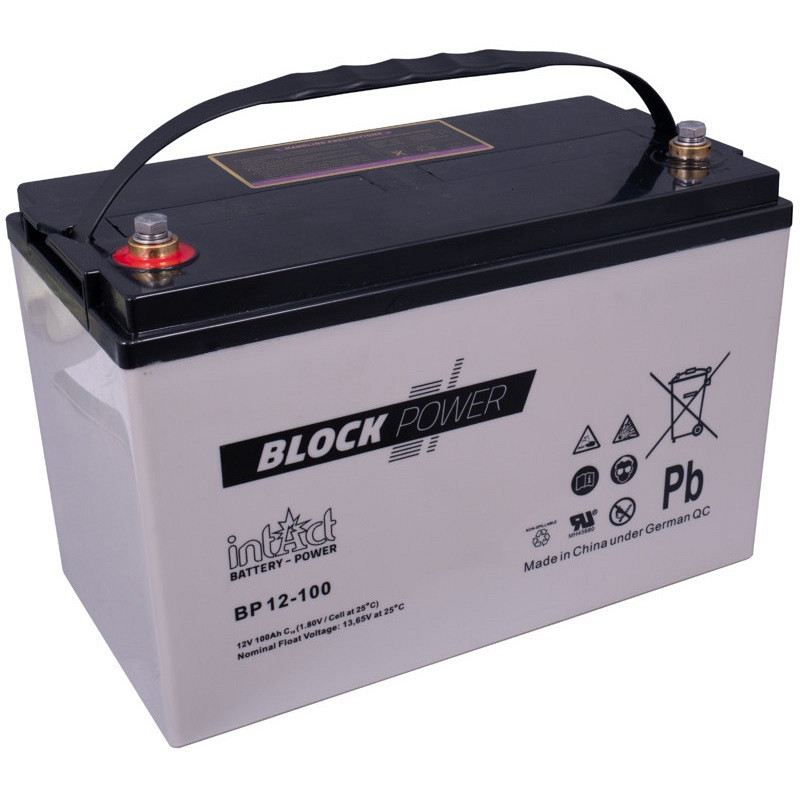 Batterie AGM 12V 35Ah IntAct Block-Power - Sans Entretien, étanche, Pour Alarme, Onduleur, éclairage De Secours