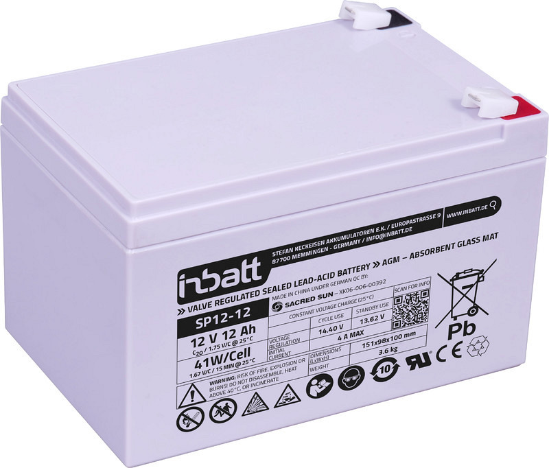 Akumulator Sacred Sun SP12V-11Ah (c10), 12Ah (c20) AGM