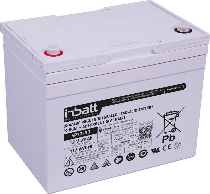 Akumulator Sacred Sun SP12V-30Ah (c10), 33Ah (c20) AGM