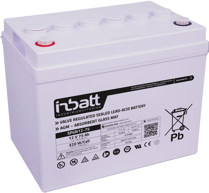 Akumulator Sacred Sun SPGN12V-75Ah (c10), 77Ah (c20) AGM